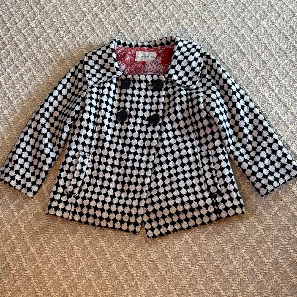 Maestro Black and White Checkered Cropped Jacket